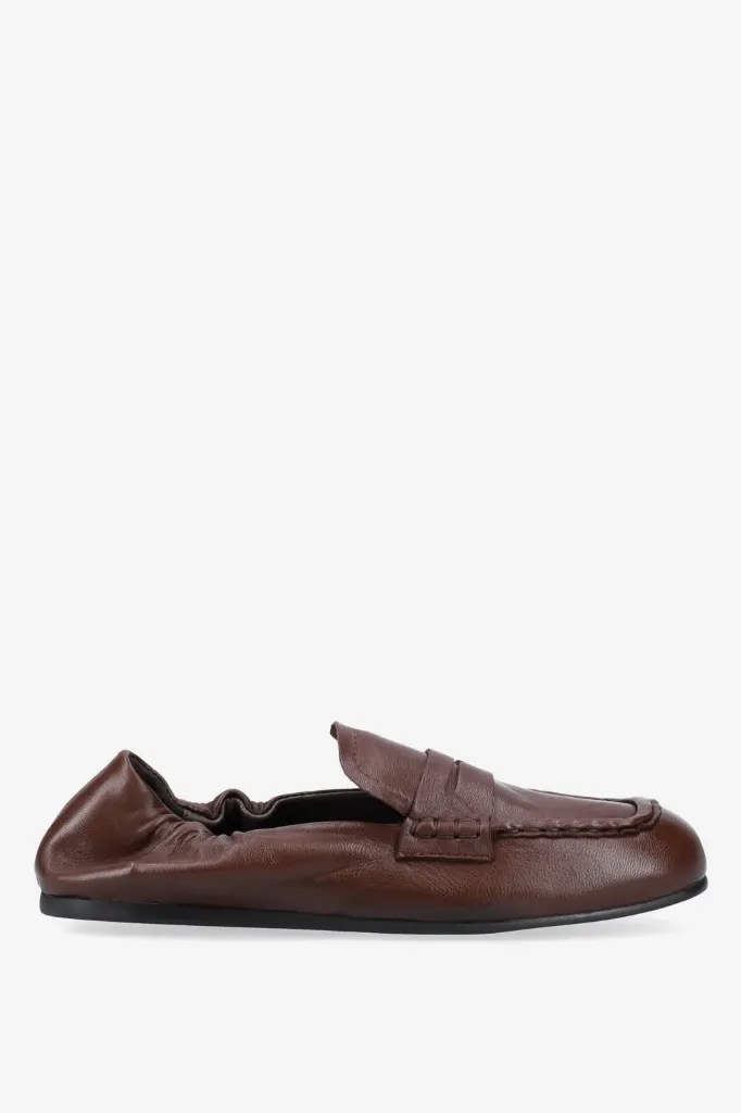 POSA Mocassins Penny Loafer Square en cuir Marron