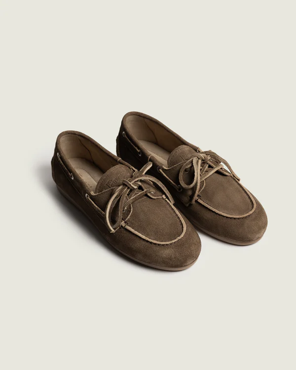 POSA Mocassins Boat Loafer Brushed en suède Marron