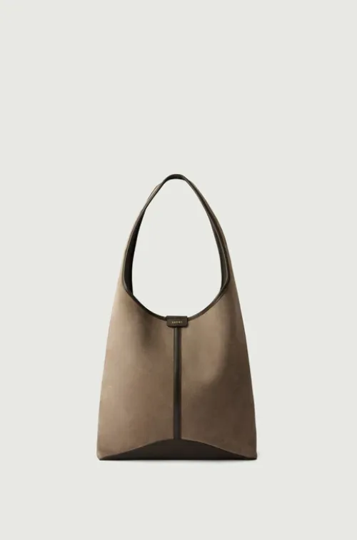 SOEUR Sac Cabas Délice en Croûte de cuir Gris