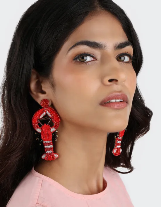 [Bijoux] OLIVIA DAR -  Lobster Boucles d'Oreilles Rouge