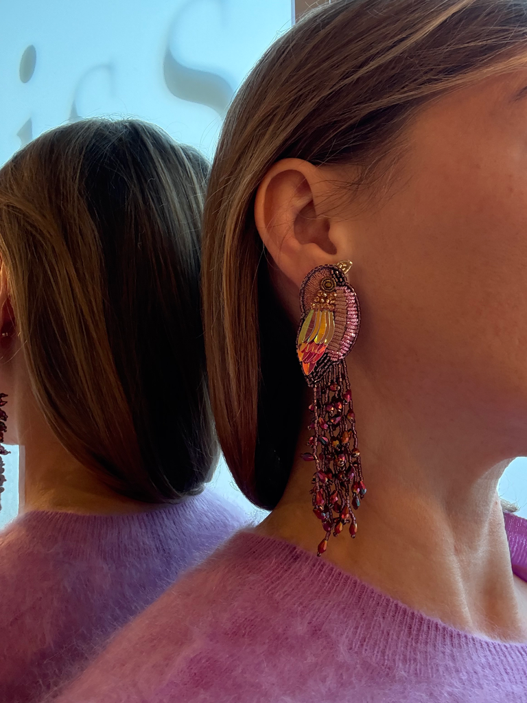 [Bijoux] OLIVIA DAR Boucles d'Oreilles Martin Pêcheur Pink