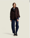 ALTER EGO Blouson Cape BIBI en Suède Dark Brown