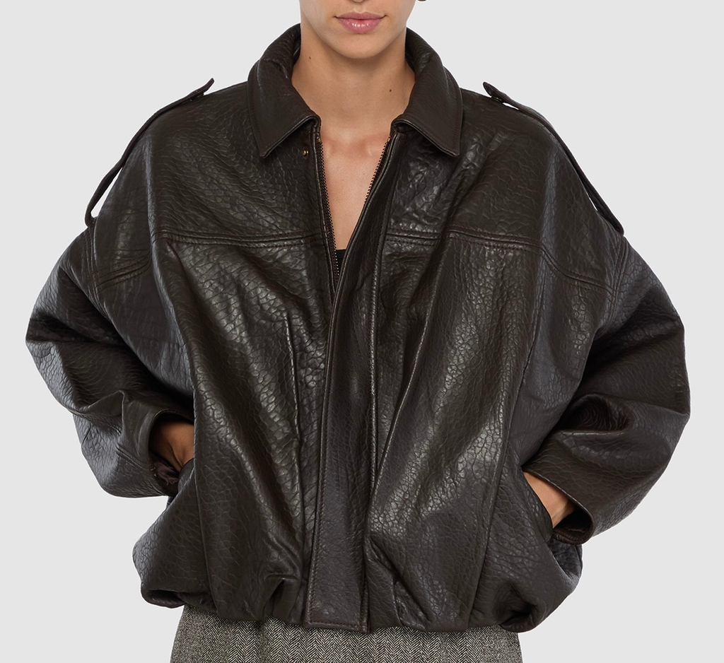 ALTER EGO Blouson Meghan en cuir Dark Brown