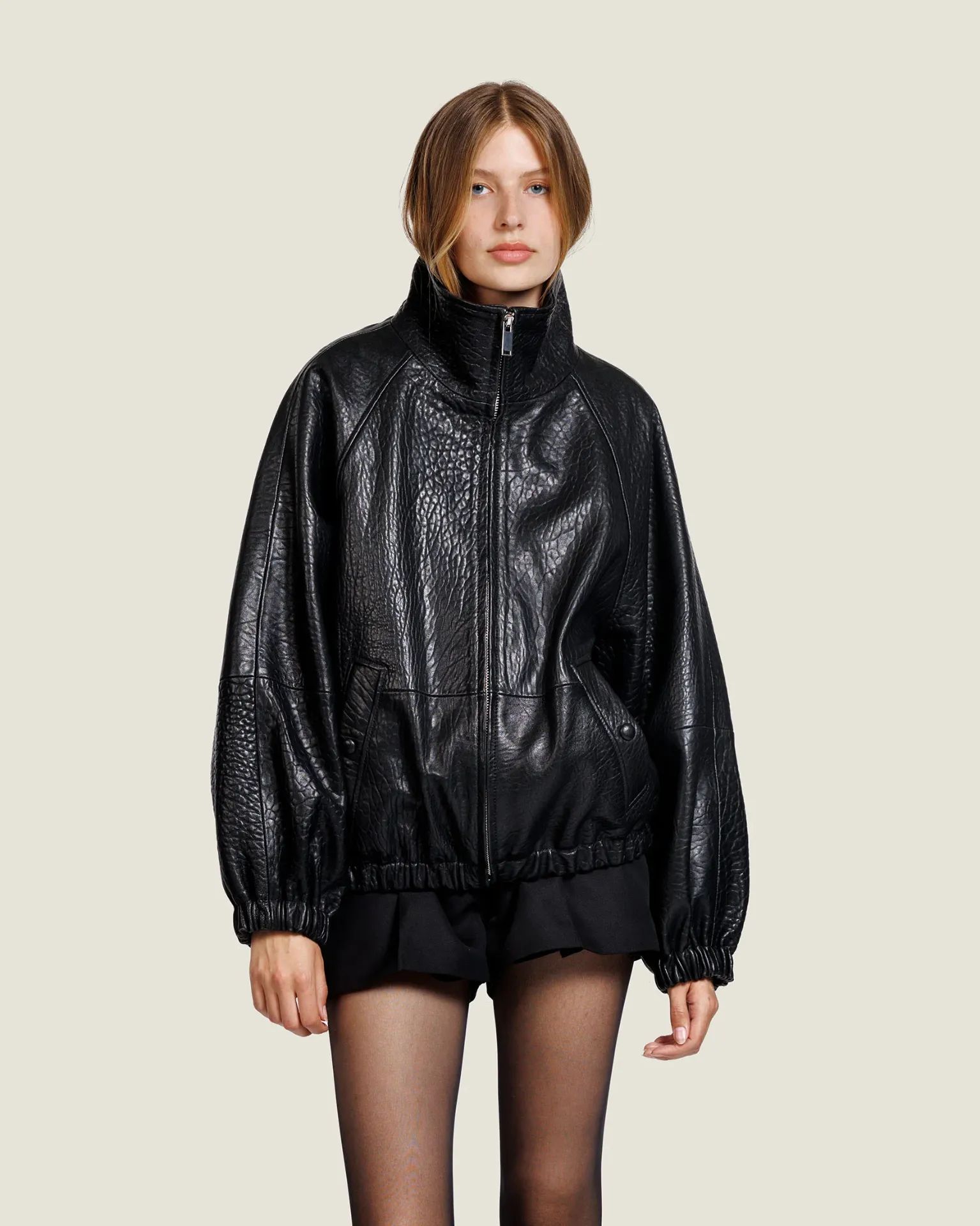 ALTER EGO Blouson Meghan en cuir Dark Brown