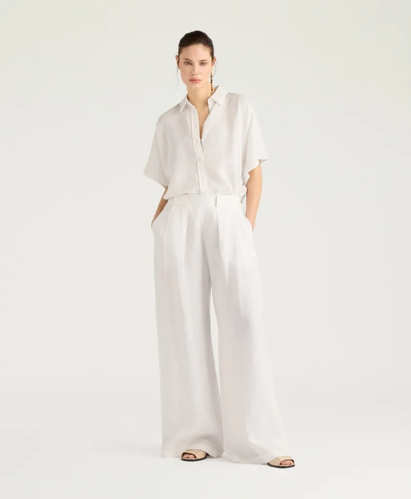 MOMONI Pantalon Aspen en Lin Milk