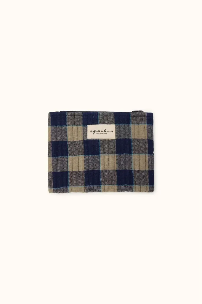 APACHES Mini Pochette Mana Khadi Carreaux Navy