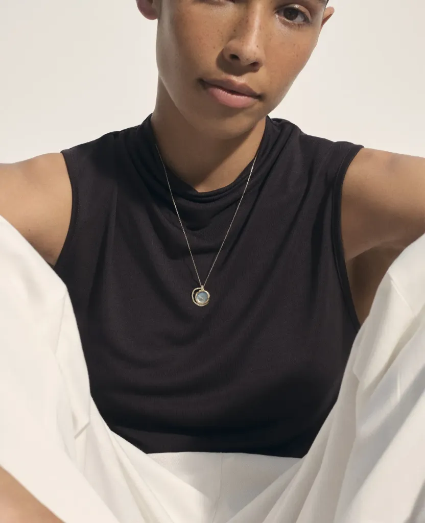 [Bijoux] PASCALE MONVOISIN - Collier GAIA N°3 Pierre de Lune et Diamants