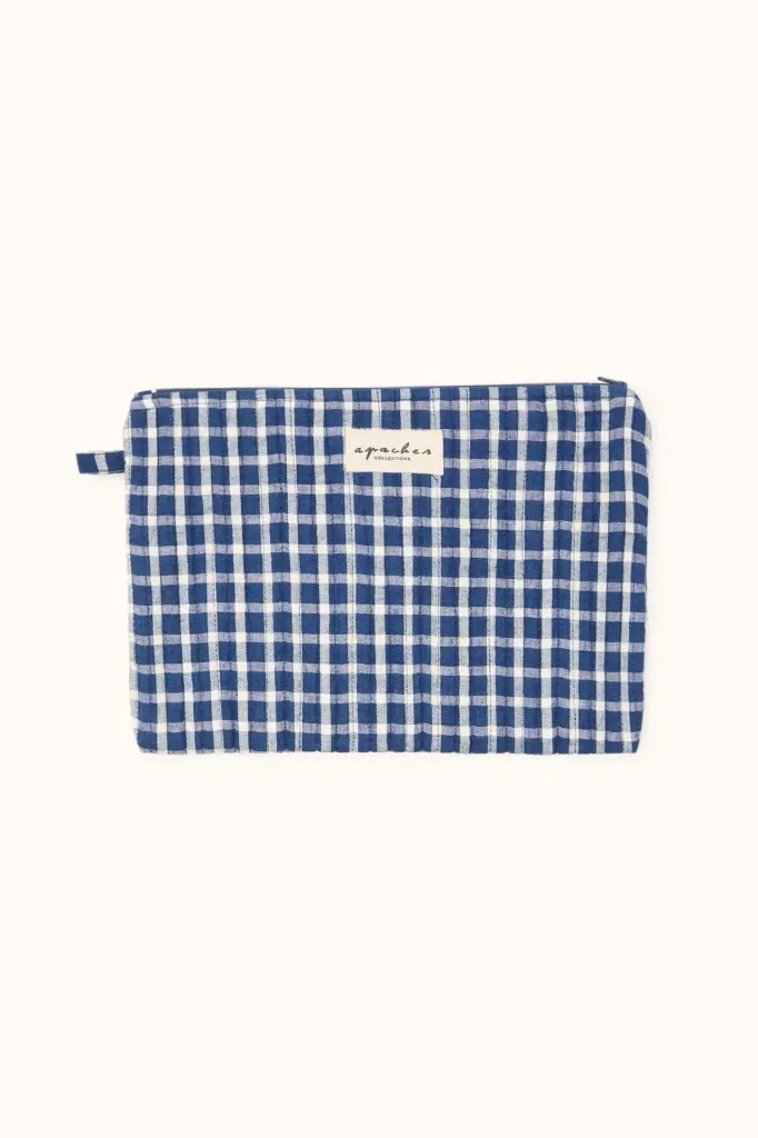 APACHES Pochette Sana Khadi Vichy Navy