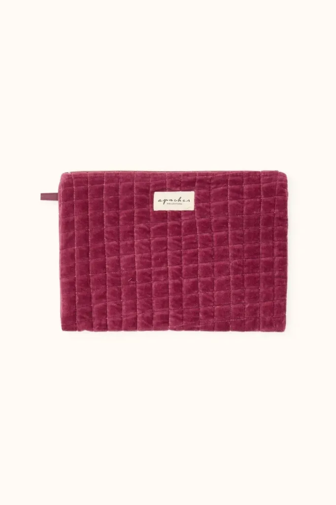 APACHES Pochette Sana Khadi Velours Lisse Cherry