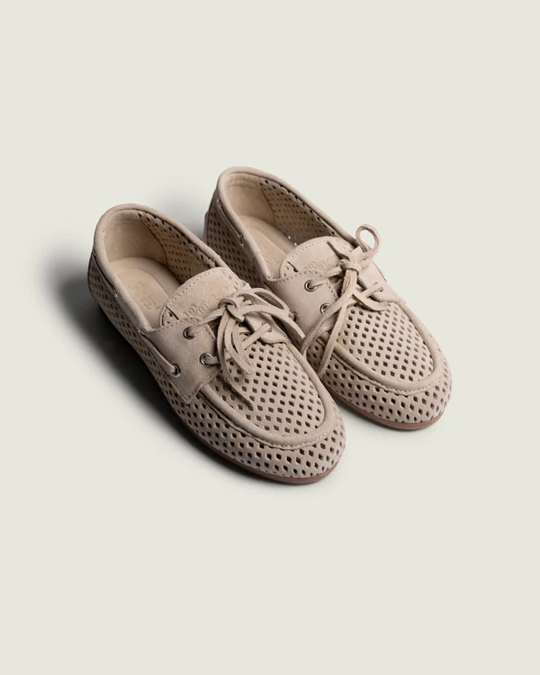 POSA Mocassins Boat Loafer Perforated Light Taupe (38)