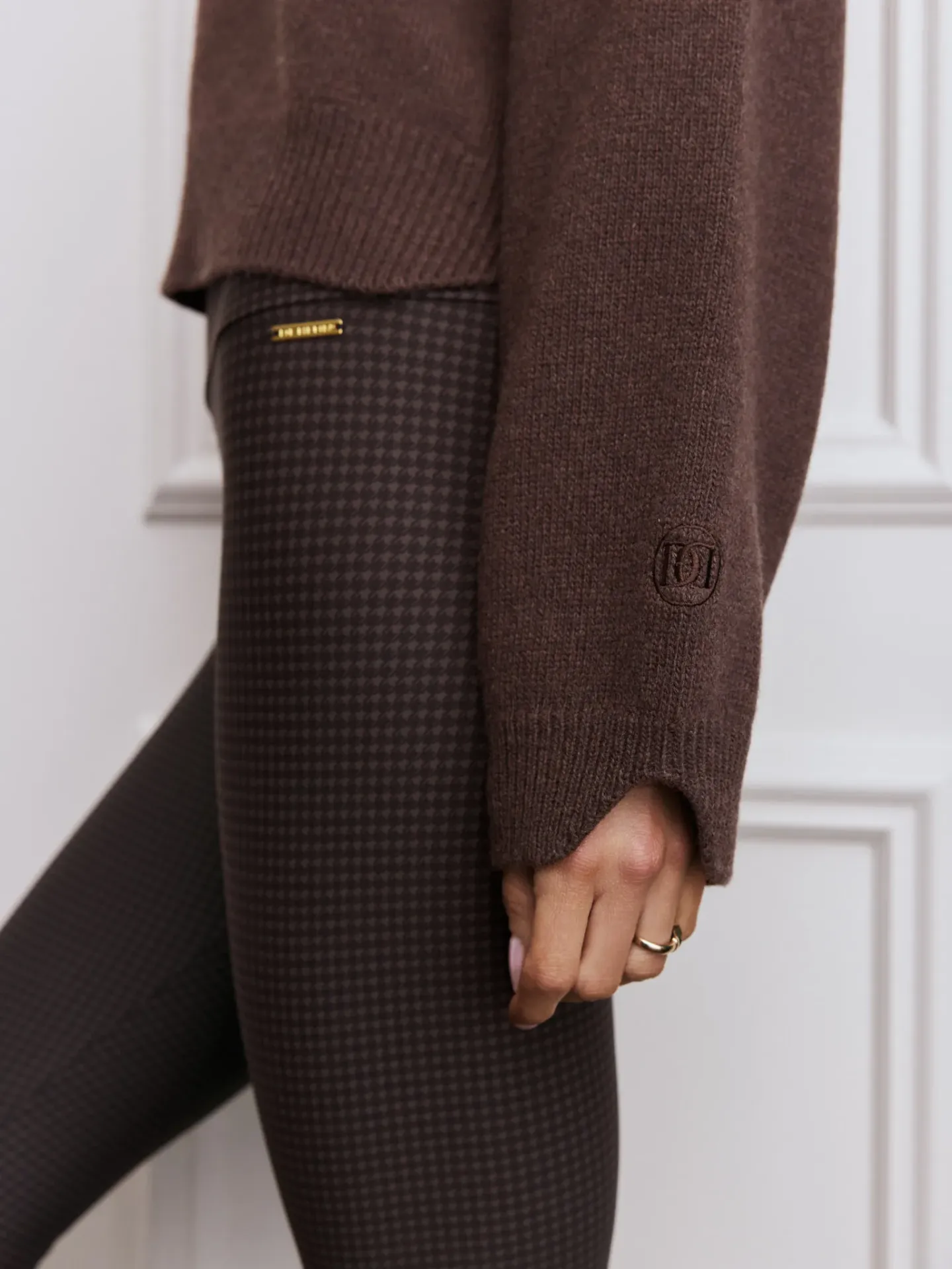 DEBLON - Leggins Taille Haute Pied de Poule Crépuscule Marron (M)