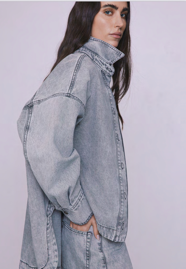 GOD SAVE DENIM - Chemise Blouson Cassandra Denim Noir Délavé