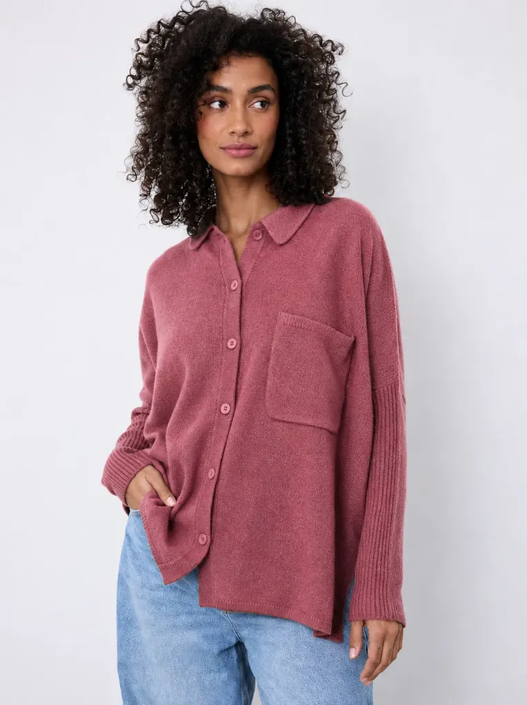 NOTSHY Cardigan Col  Polo Andréa en Cachemire Old Pink