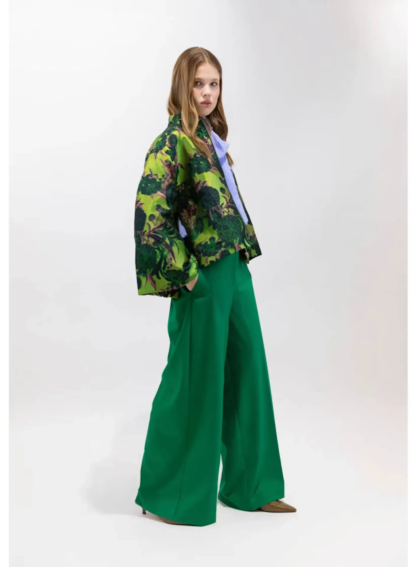 PSOPHIA Veste Bomber Réversible en Brocart Kiwi