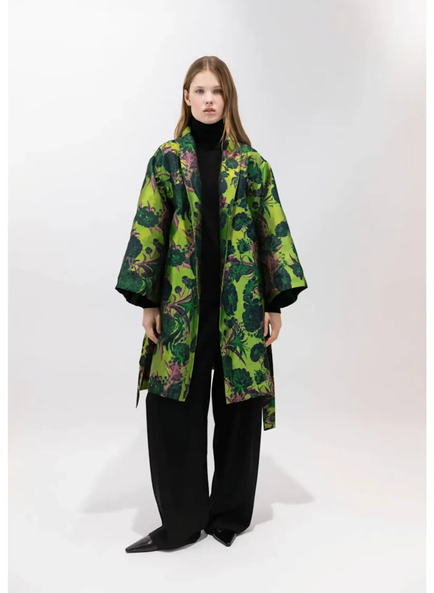 PSOPHIA Veste Kimono Héritage Japonais Réversible en Brocart Kiwi