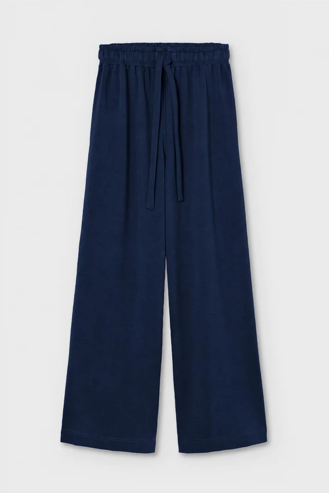 PSOPHIA Pantalon Palazzo Fluide en fin Néoprène Noir (38)