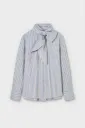 PSOPHIA Chemise Oxford rayée avec col officier en nœud Oatmeal