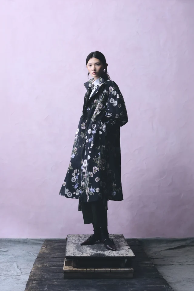 PSOPHIA Parka Trench-Coat Long déperlant à motif "Dent-de-Lion" (M)