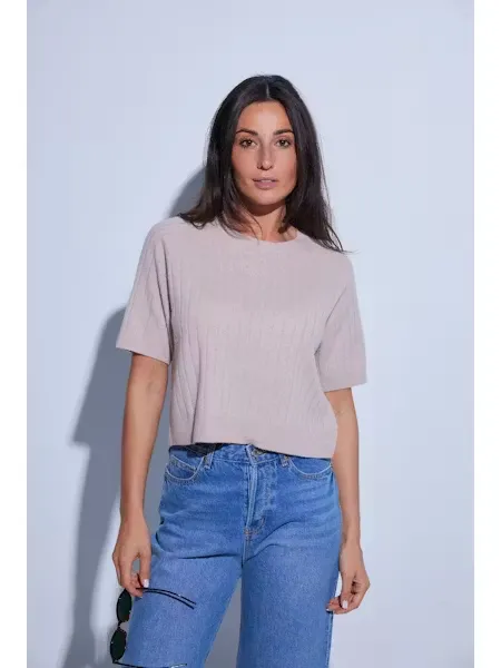 COLORUSH Pull Mont Blanc Boxy Tee Jute