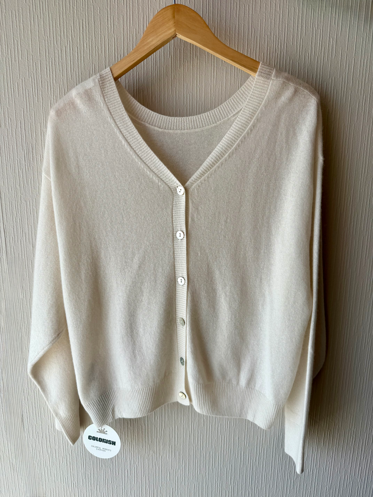 COLORUSH Pull Cardigan LAYBACK Luxe Organic White