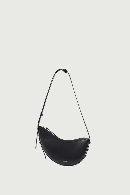 [Intemporel] SOEUR - Wino Mini Sac en Cuir Lisse Zippé Noir