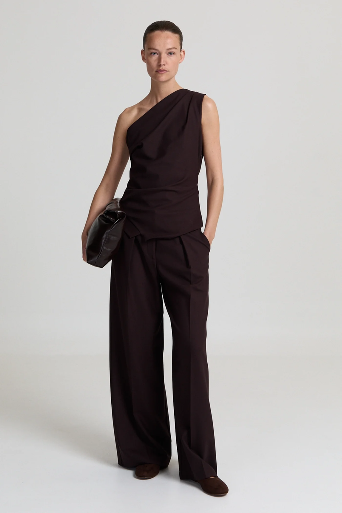 LIVTHELABEL Pantalon Plissé Logan Dark Brown