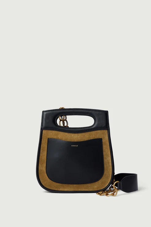 SOEUR - Chéri Sac en Crôute de Cuir Bronze & Cuir Lisse Noir