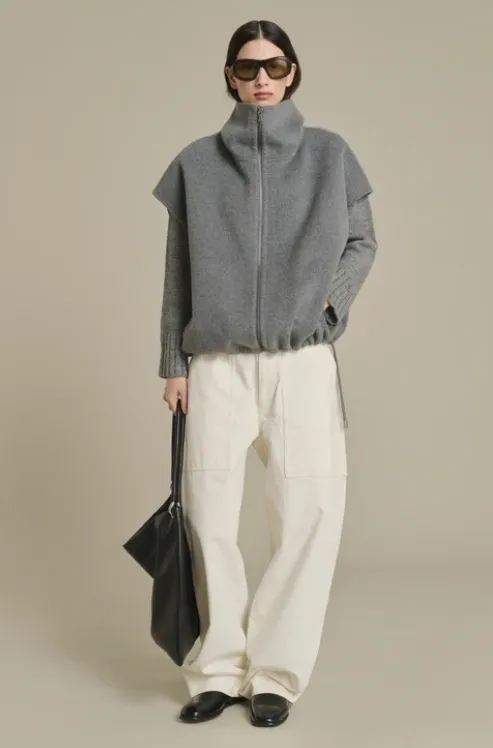 SOEUR Blouson Juno en laine Gris Clair