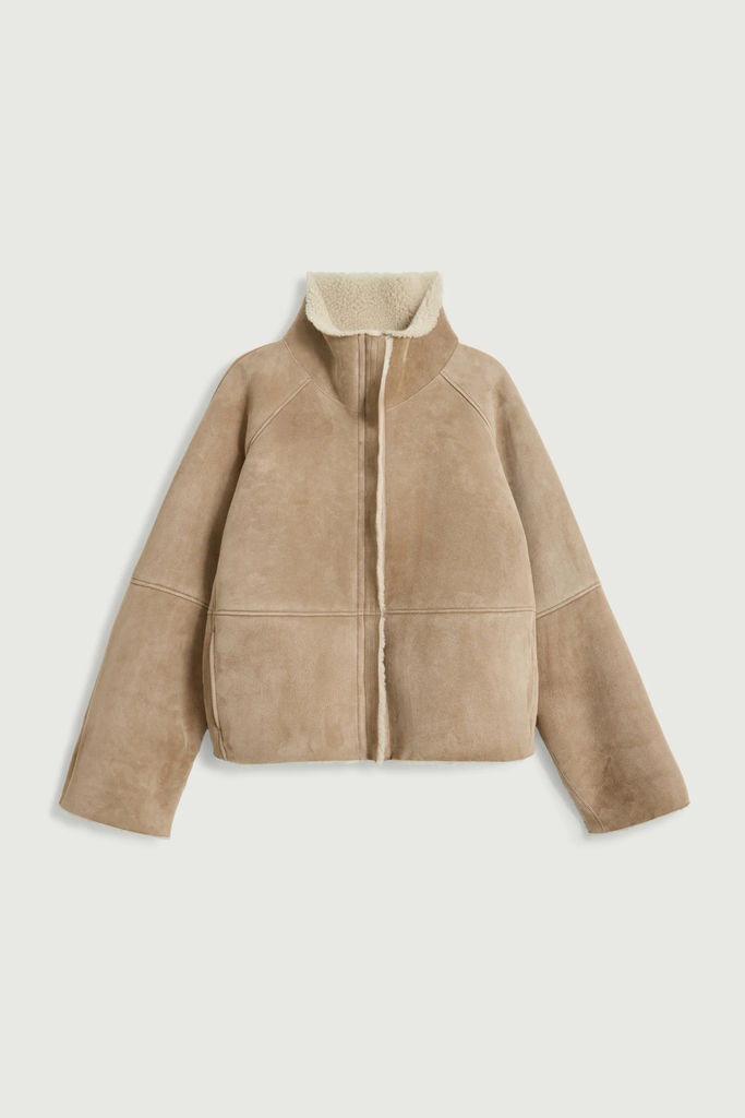 SOEUR Blouson Kleber en Peau Lainé Beige