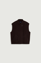 SOEUR Veste Adeline Boxy sans Manches en Laine Double Face Chocolat