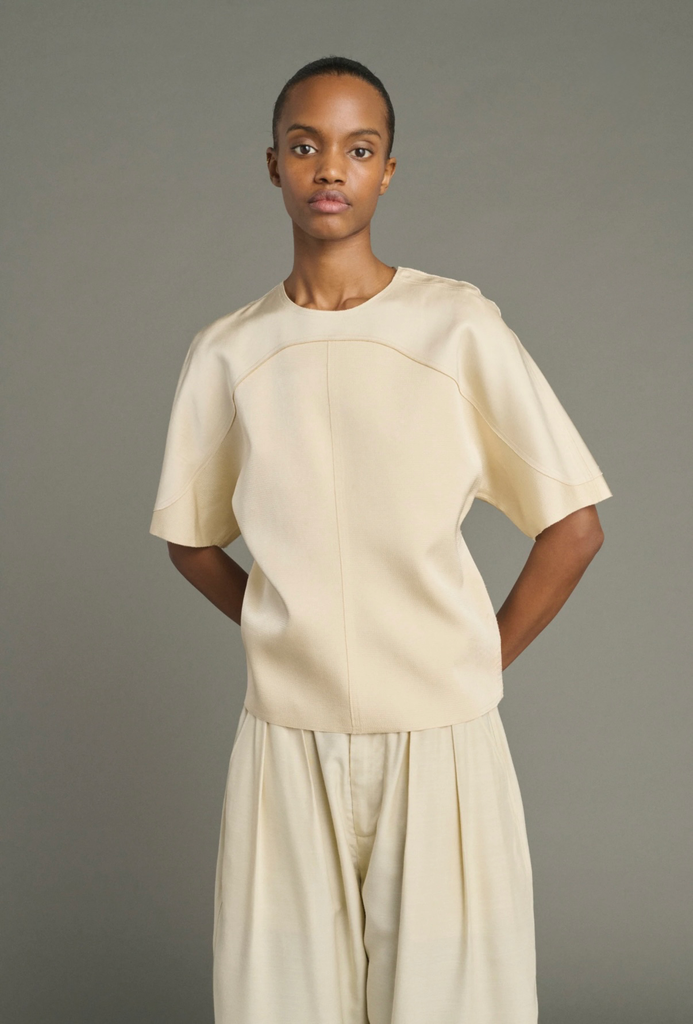 SOEUR Blouse Lya en Satin Double Face Crème