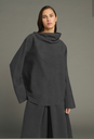 SOEUR Blouse Laila en Soie Lavée Gris Anthracite