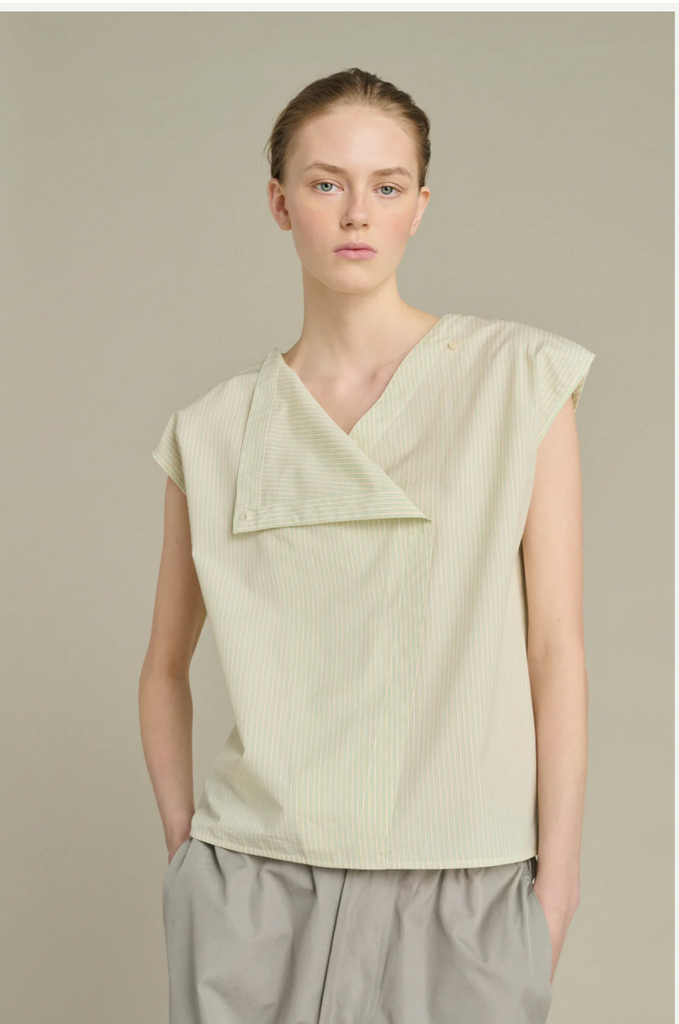 SOEUR Blouse Lorena Sans Manches à Rayures -Vert Ecru (36)