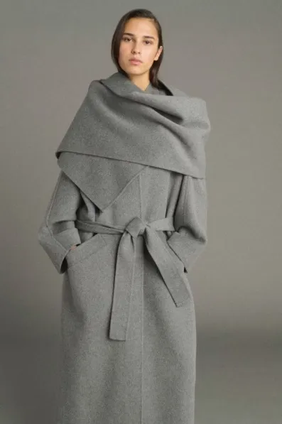 SOEUR Echarpe Cape Lisette en Laine Gris Clair