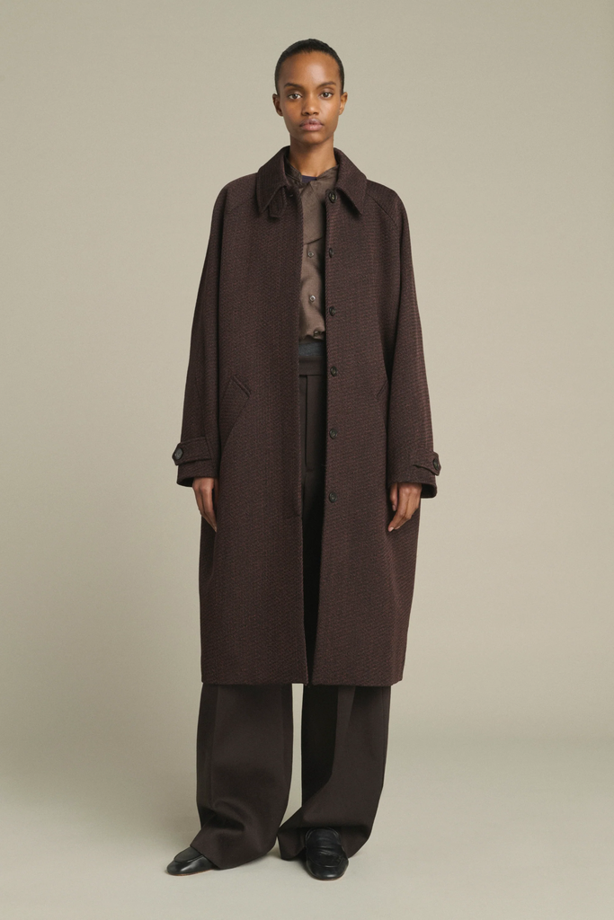 SOEUR Manteau Leandre en laine Marron Noir