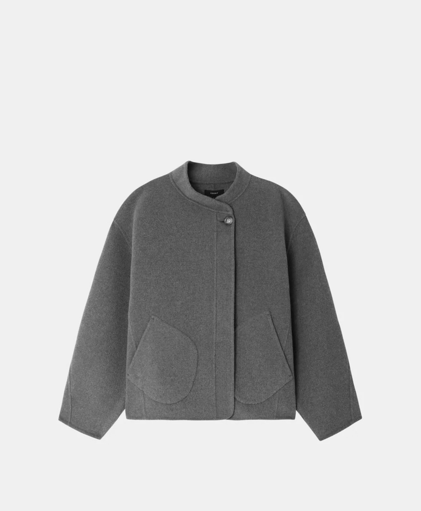 SOEUR Manteau Windsor en Laine Double Face Gris Clair