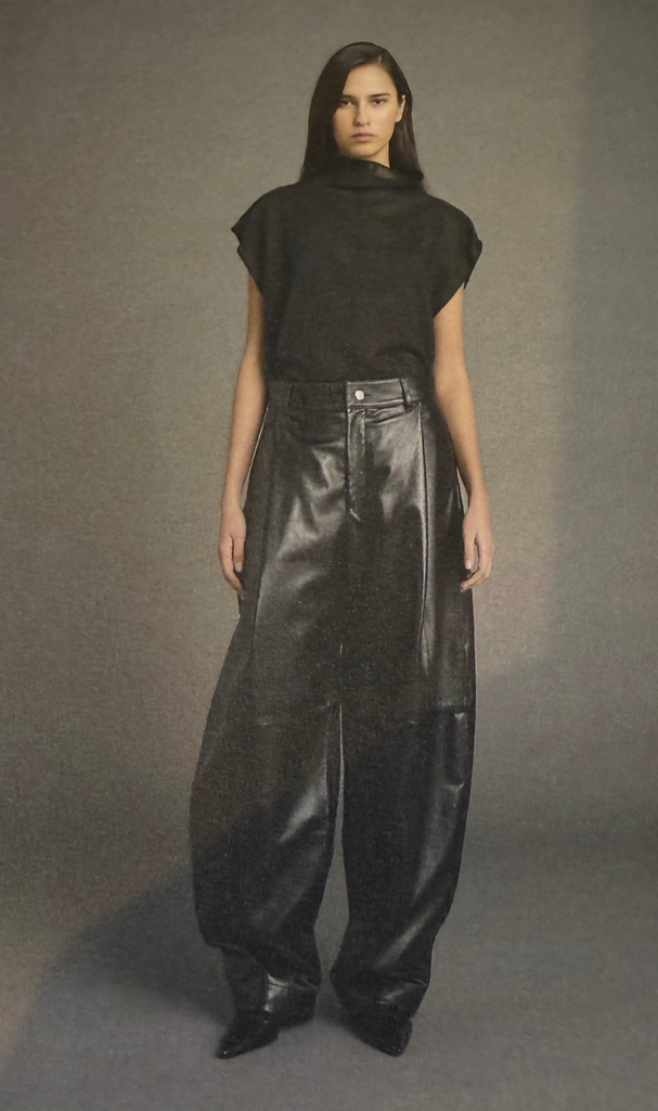 SOEUR Pantalon Julien en Cuir Noir
