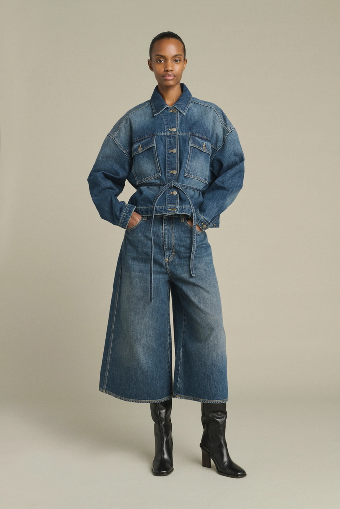SOEUR - Bermuda Large Joyce Denim Bleu Délavé
