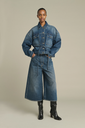 SOEUR - Bermuda Large Joyce Denim Bleu Délavé