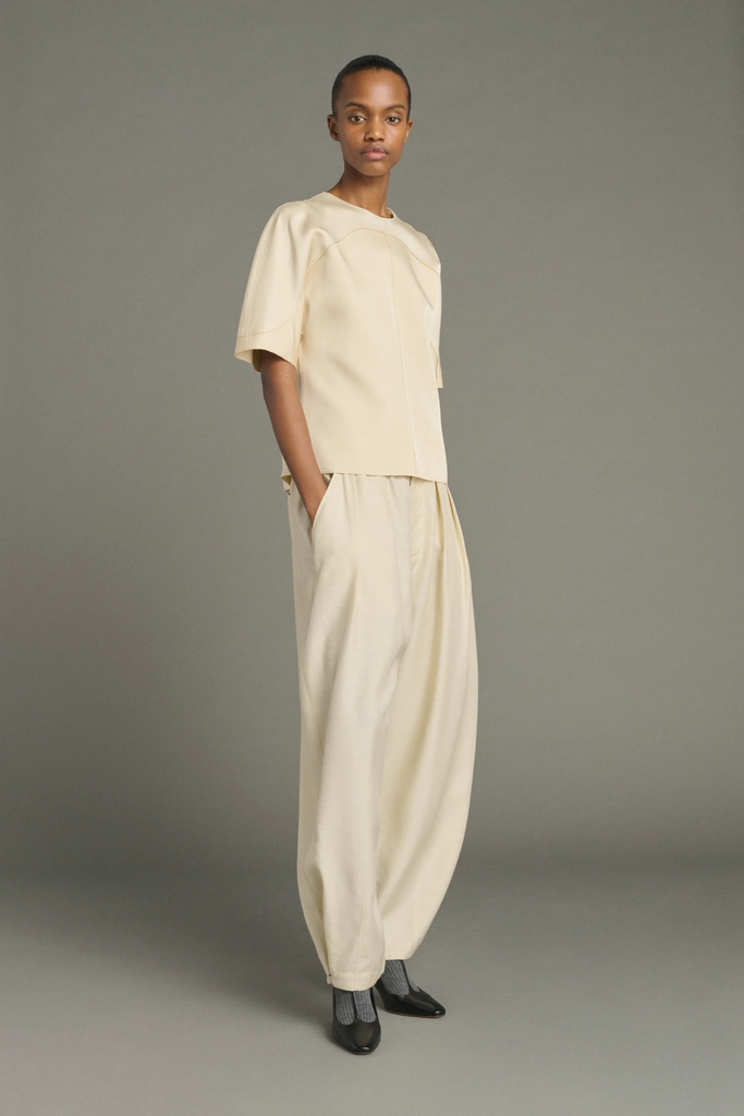SOEUR Pantalon Vernon en soie flammée Ecru (36)