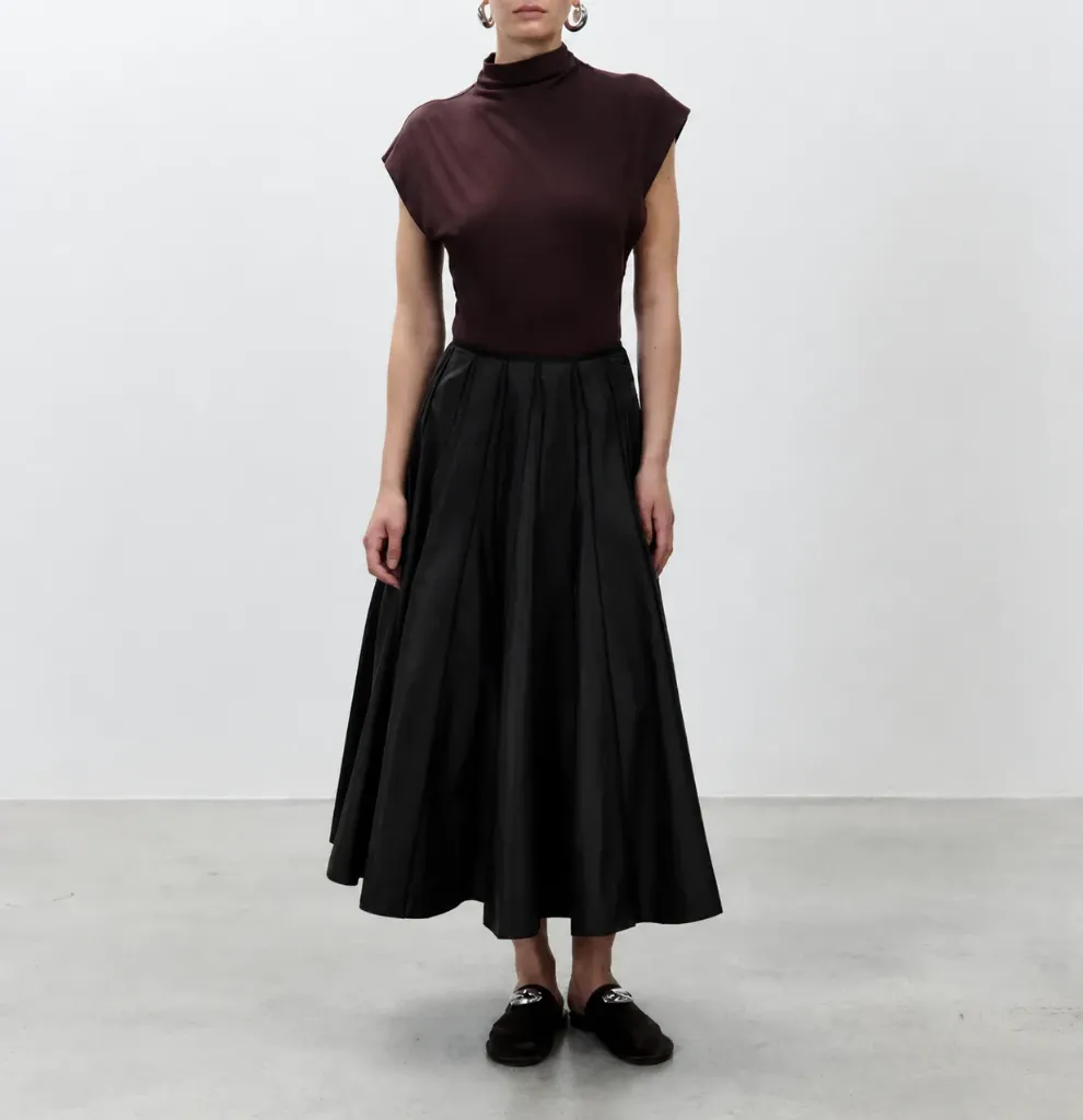 ALYSI Longue Jupe Popeline Noire (36)