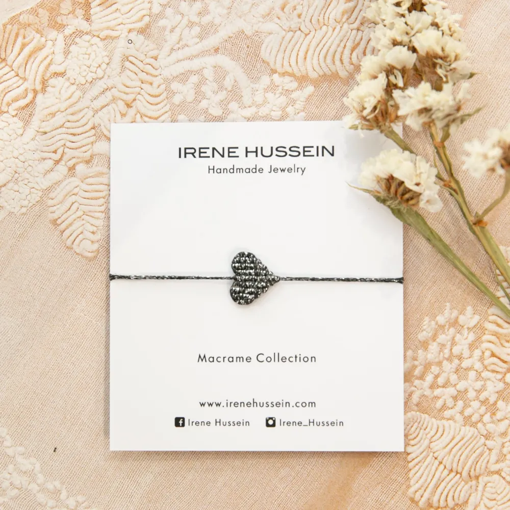 IRENE HUSSEIN Bracelet LOVE Medium Blacksilver Glitter