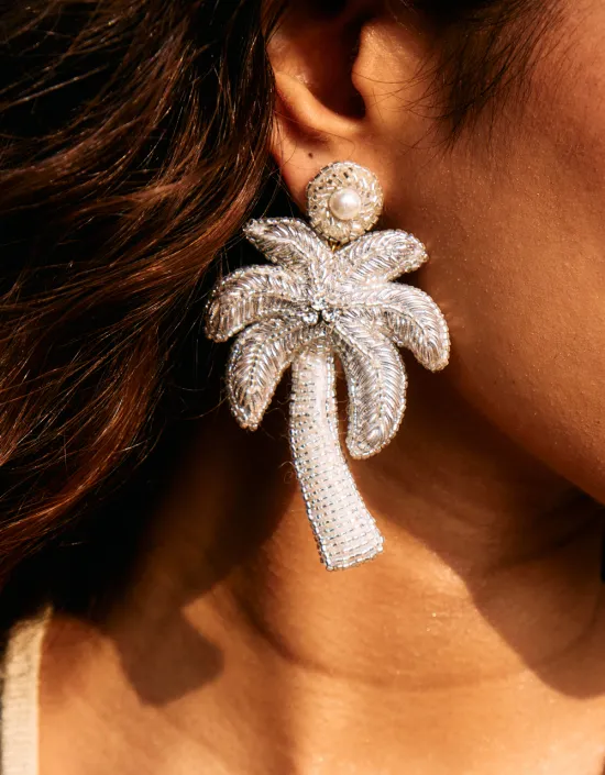 OLIVIA DAR Boucles d'Oreilles Palmier Argentés