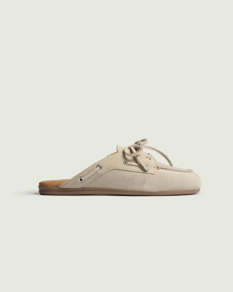 POSA Boat Loafer Mule Suede Light Beige (38)