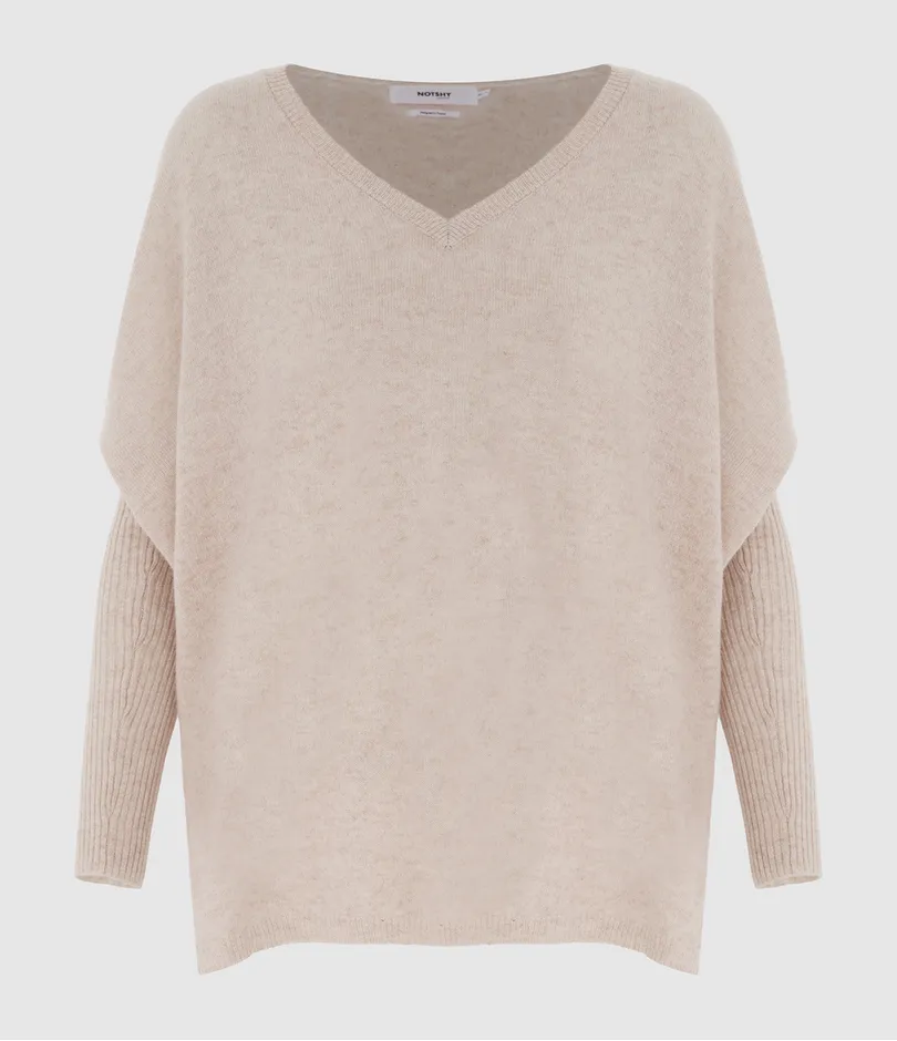 NOTSHY Pull Poncho Cachemire Faustine Sandstone