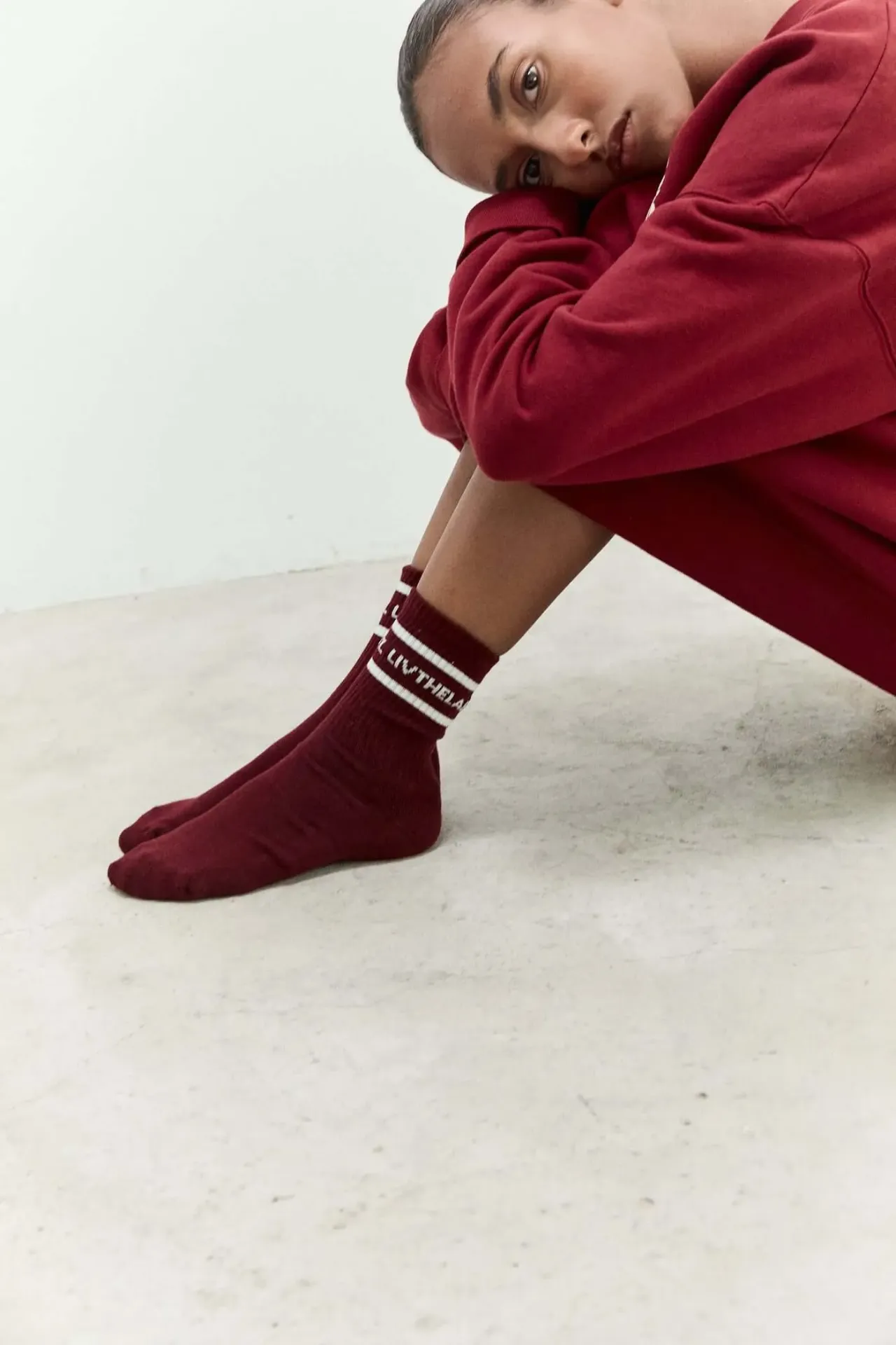 LIVTHELABEL Chaussettes Burgundy Taille Unique