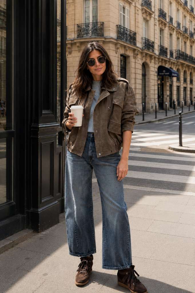 ALTER EGO Blouson Holly Kaki en Suède (XS)