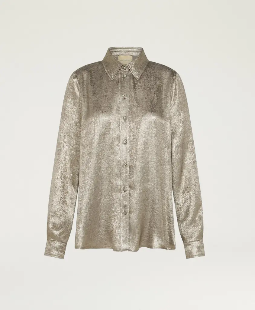 MOMONI Chemisier Arles Tissu Lamé Fluide Or