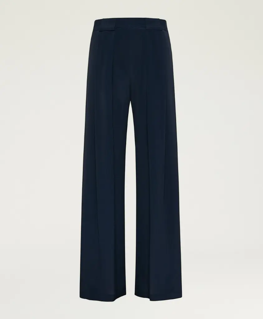 MOMONI Pantalon Aspen Acétate de Soie Marine Bleu Uni