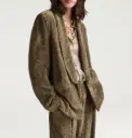 MOMONI Veste Blazer Pembroke Velours à Côtes Fluides Kaki